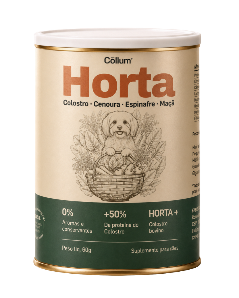 Lata Horta Cōllum 60g — Colostro · Cenoura · Espinafre · Maçã
