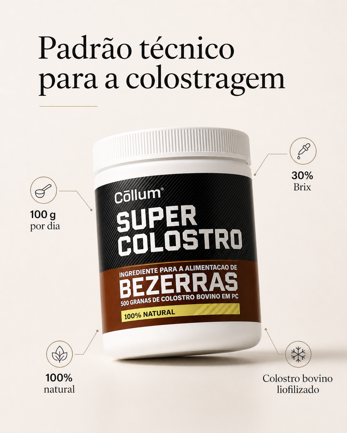Colostro Bovino para Bezerros Collum 40% IgG – Suplemento em Pó