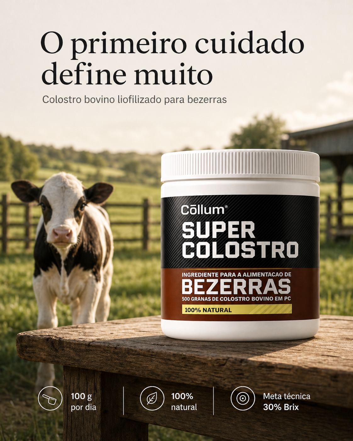 Colostro Bovino para Bezerros Collum 40% IgG – Suplemento em Pó