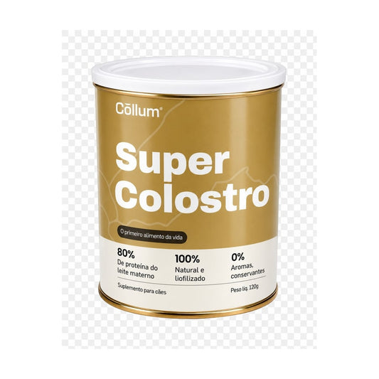 Lata de Super Colostro 120g em fundo branco